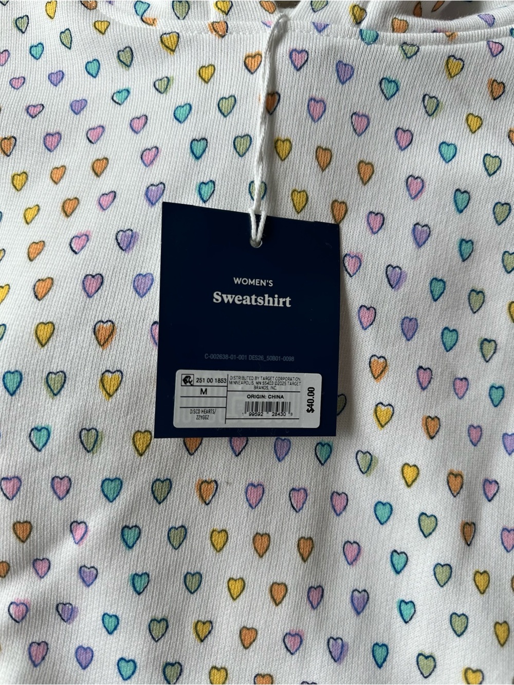 Roller Rabbit x Target White Hoodie with Multicolor Heart Print NWT Size medium - Picture 3 of 5